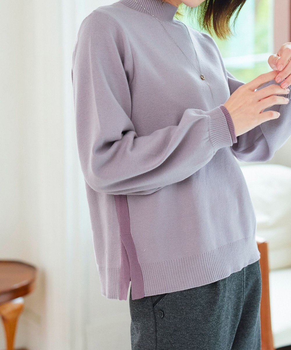 Tiaclasse 【洗える】配色ニットトップスプルオーバー 
