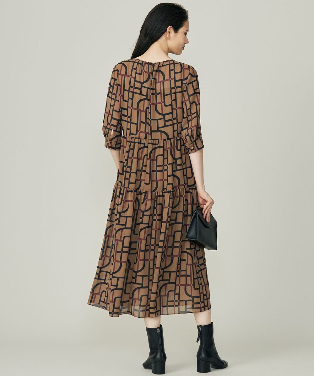 自由区 S ジオメトリックレトロプリント ワンピース 