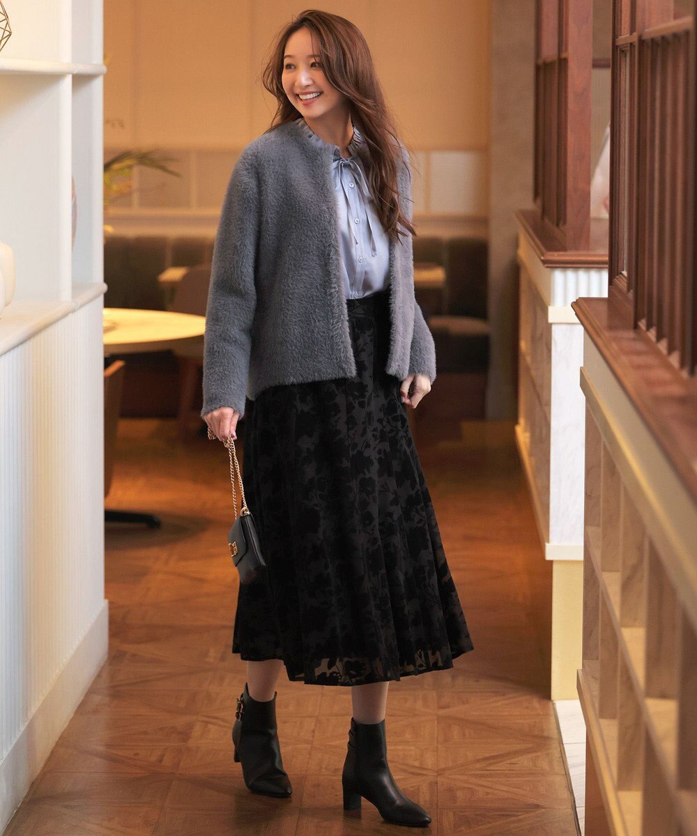 ANY SIS 【2SET】フェザー ニット × フロッキー スカート 