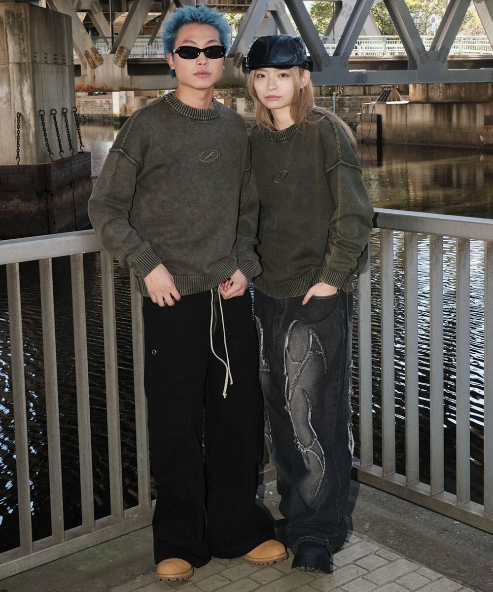 WEGO 【ユニセックス着用ITEM】ピグメントロゴニットプルオーバー 