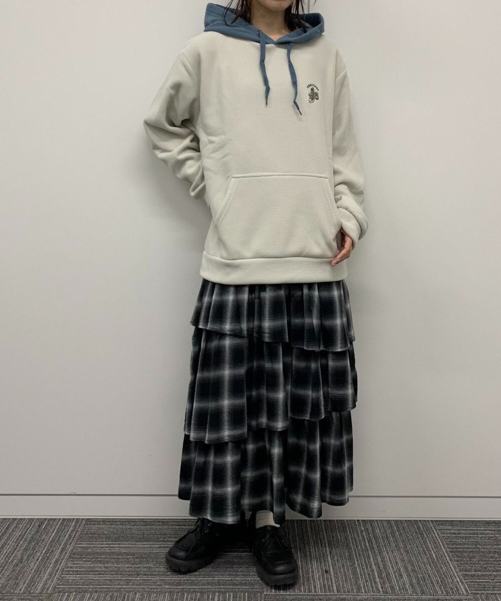 WEGO 【ユニセックス着用ITEM】ワッフルフリースOP刺繍プルパーカー 