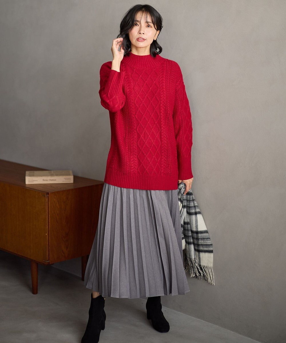 ANY L ソフトタッチケーブルニットチュニック 