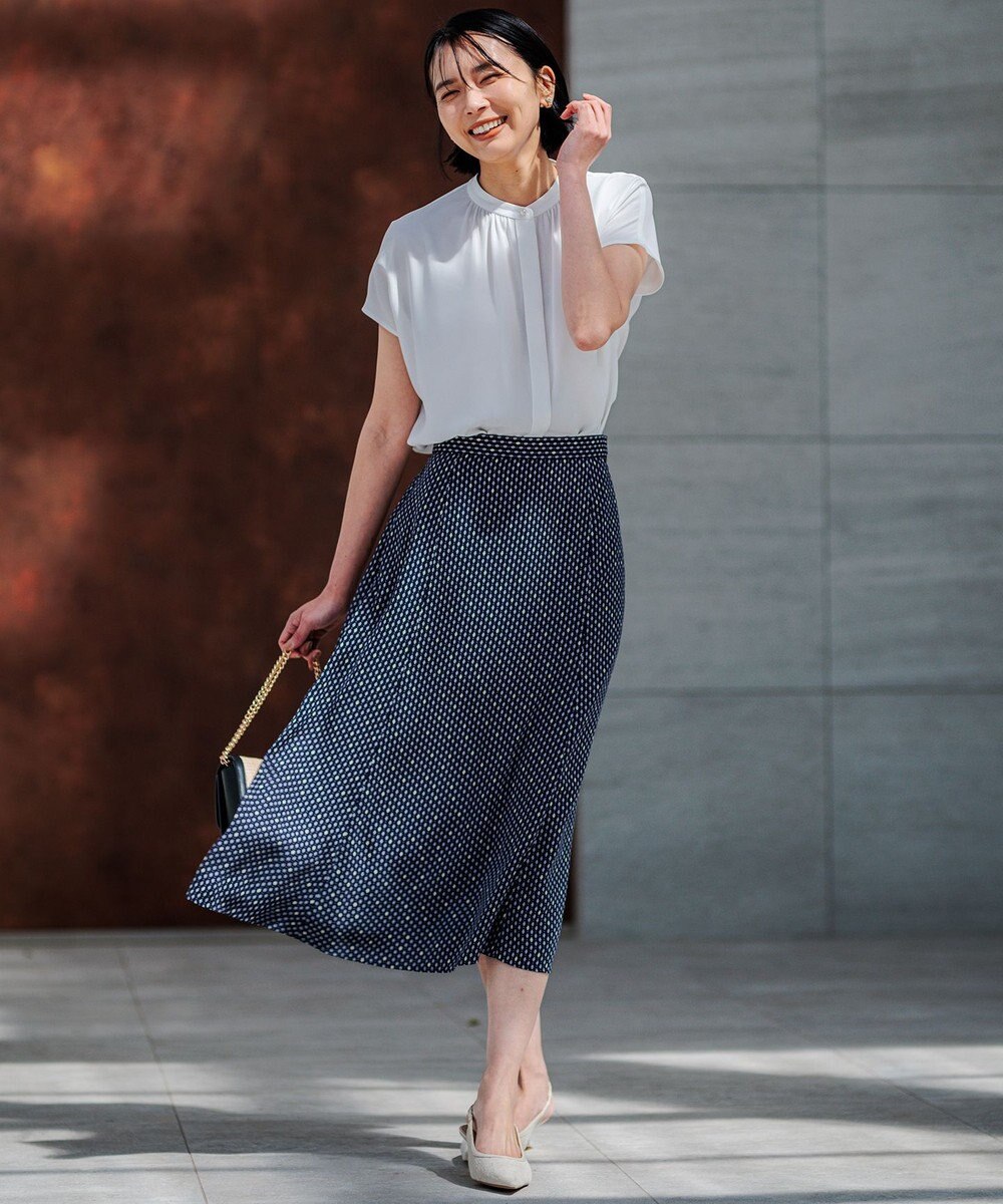 23区 L 【洗える】バックサテンアムンゼンレユールダイヤプリント スカート 