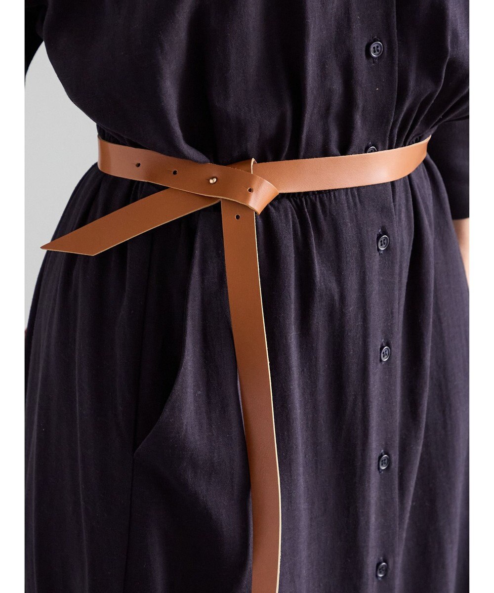 Te chichi ベルト付きレーヨンリネンシャツワンピース 