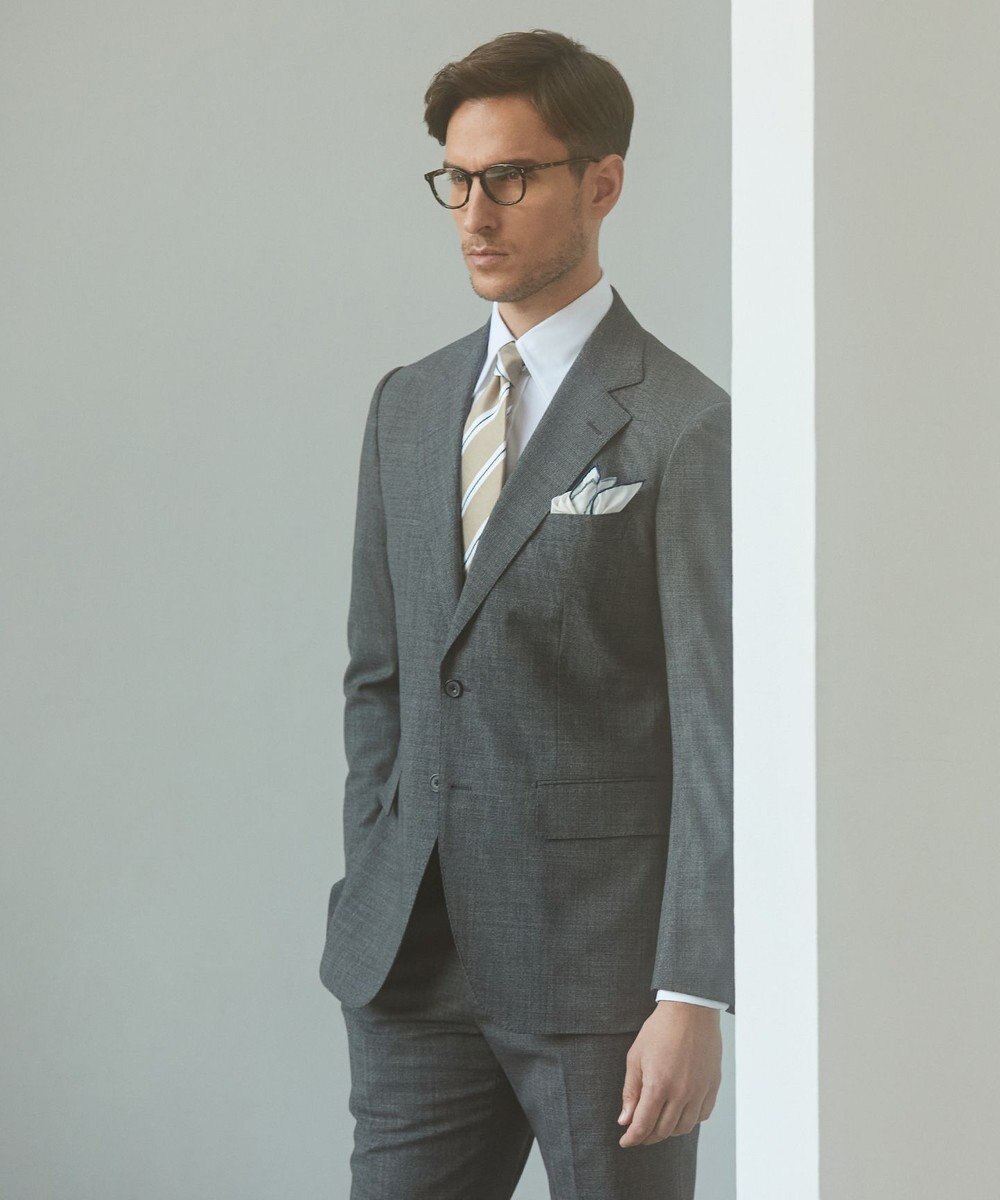 GOTAIRIKU 【御幸毛織】 WOOL×SOLOTEX ストレッチスーツ（平織/グレー） 