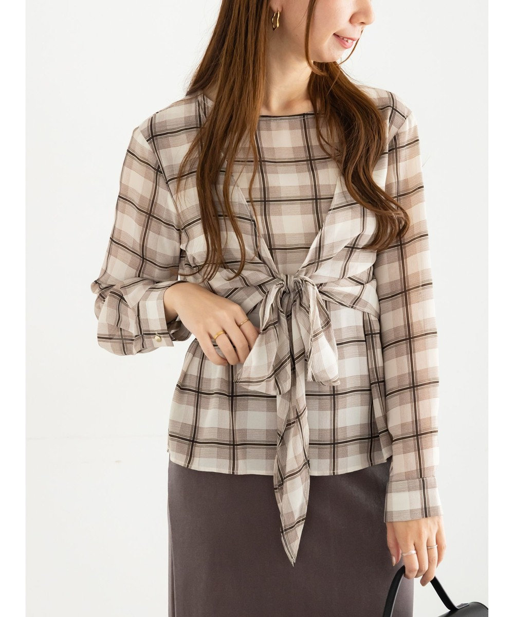 Te chichi ウエストリボンシアーチェックブラウス 