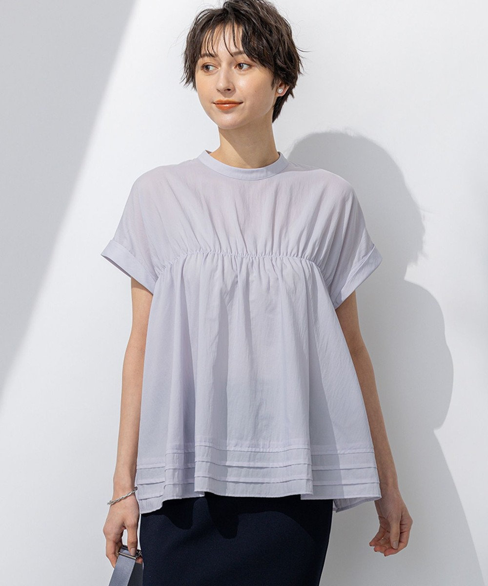 23区 S 【撥水加工/洗える】シアーナイロンツイル ギャザー ブラウス 