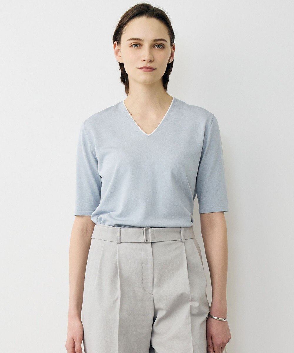 ICB L 【先行予約・WEB限定カラーあり】 シンセティックハイゲージ 半袖Vネックニット 