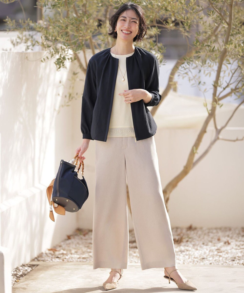 J.PRESS LADIES L 【人気素材・季節の変わり目に】BREEZE COOL トロ ノーカラー ブルゾン 