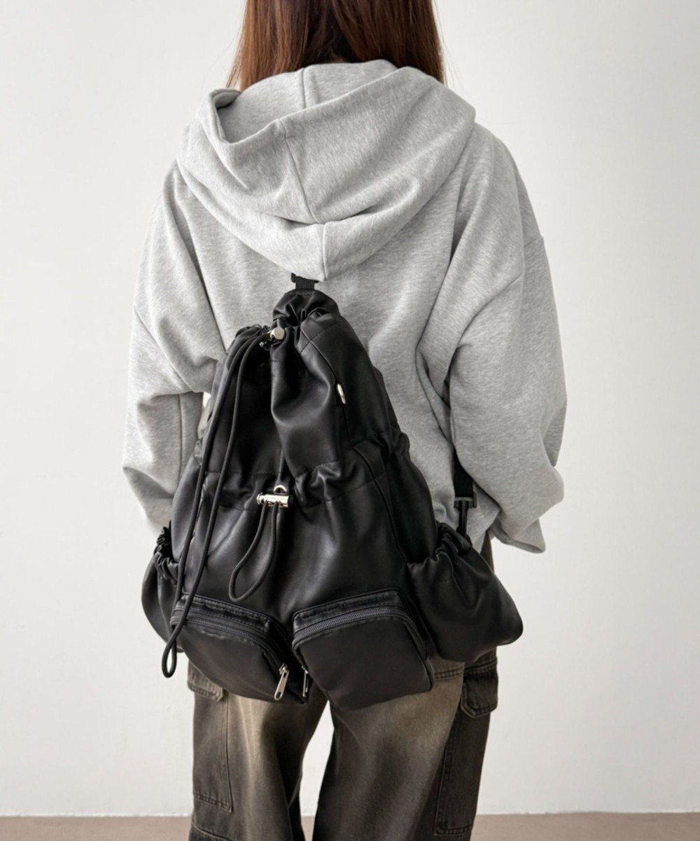 WEGO 【ユニセックス着用ITEM】2ポケットPUドロストナップサック 