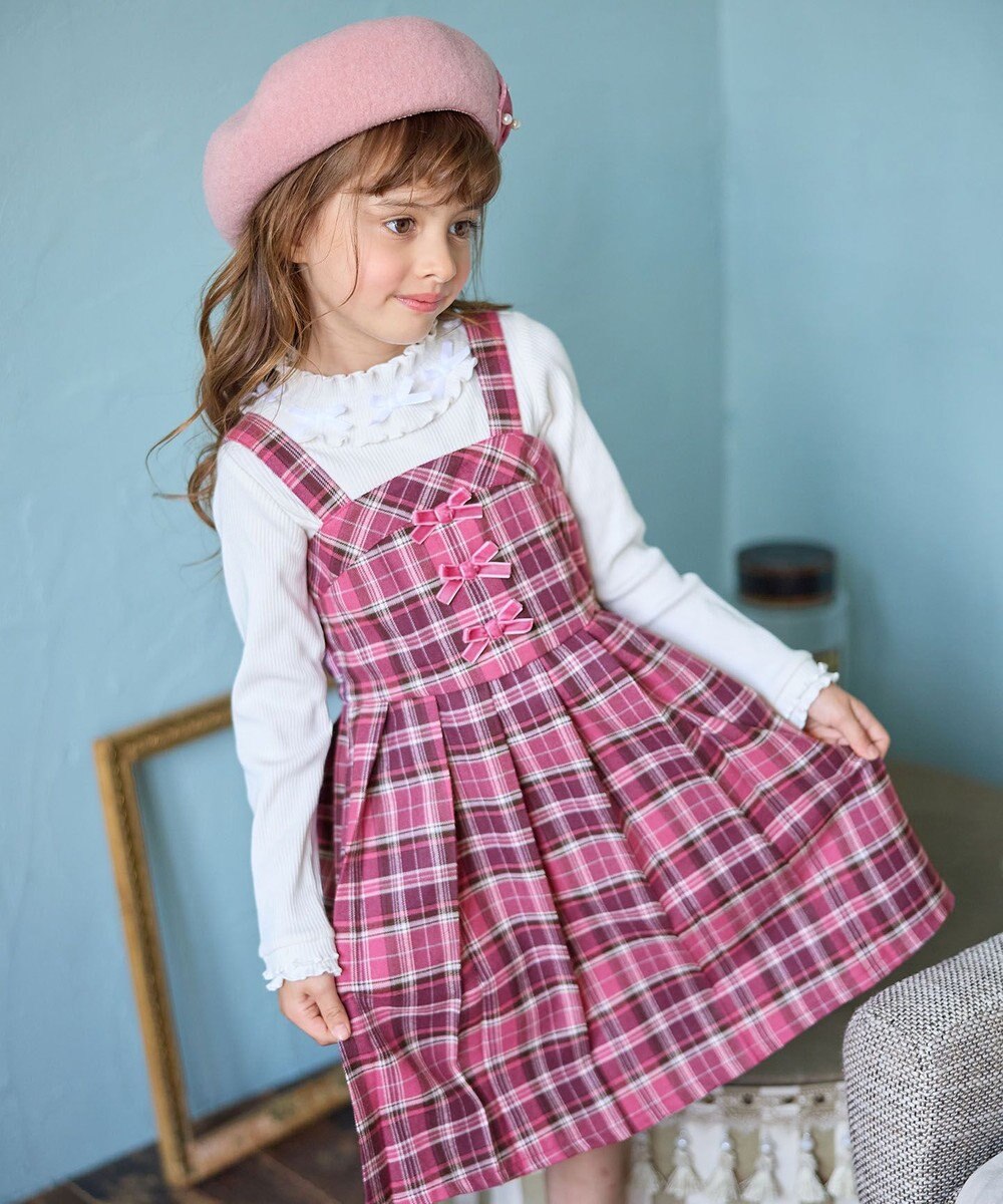 ANY KIDS チェックプリーツジャンパースカート 