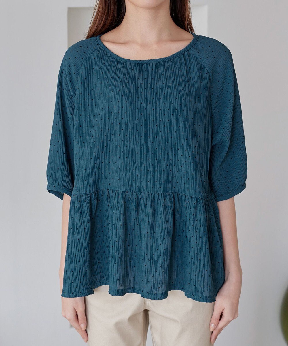 Tiaclasse 【洗える】楊柳ドットギャザーブラウス 