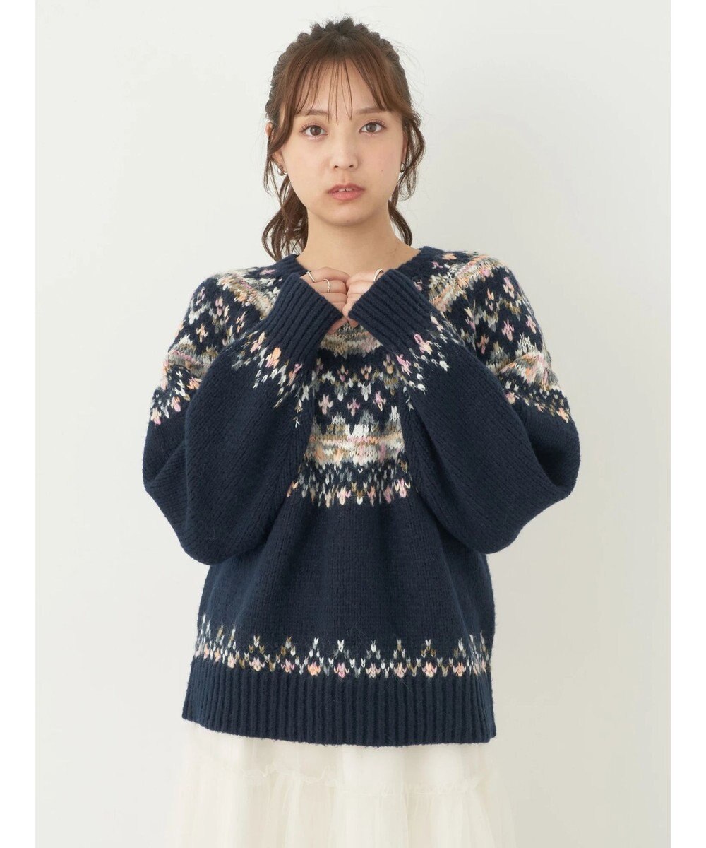 earth music&ecology スラブヤーンノルディックプルオーバー 