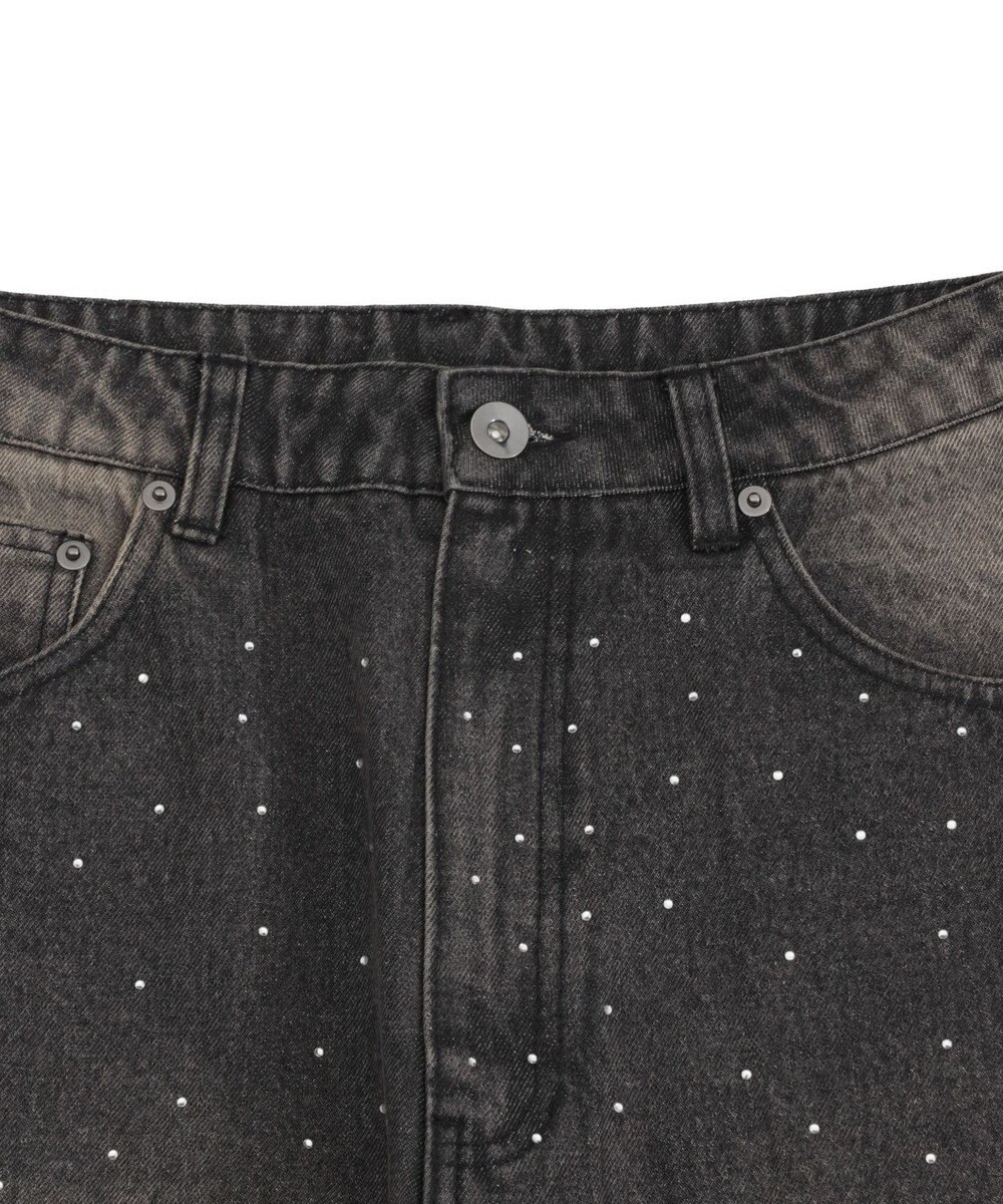 WEGO 【ユニセックス着用ITEM】スーパーバギーラインストーンデニムパンツ 