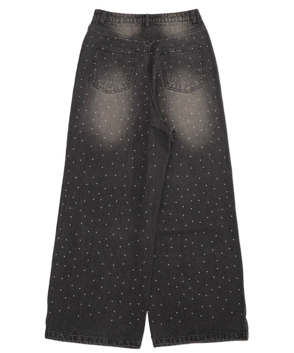 WEGO 【ユニセックス着用ITEM】スーパーバギーラインストーンデニムパンツ 