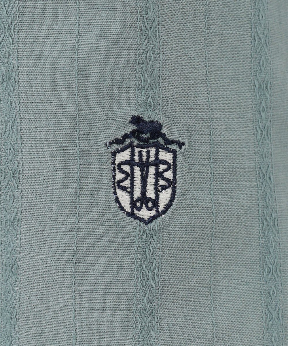 J.PRESS MEN 【HYBRID LINEN】ドビーストライプ バンドカラーラガーシャツ 