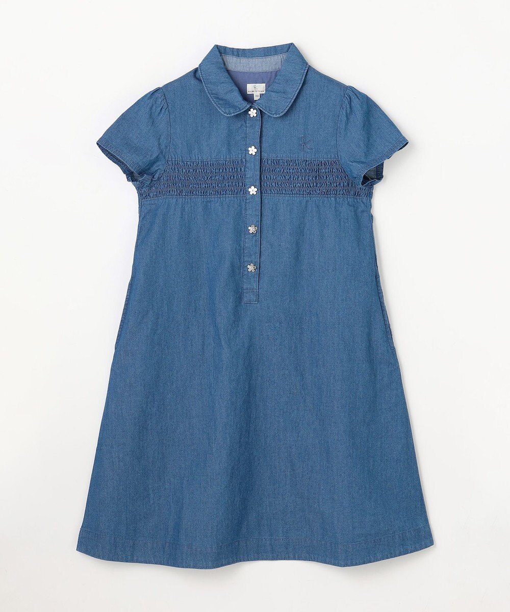 組曲 KIDS 【150-160㎝】 フラワーボタンデニムワンピース 
