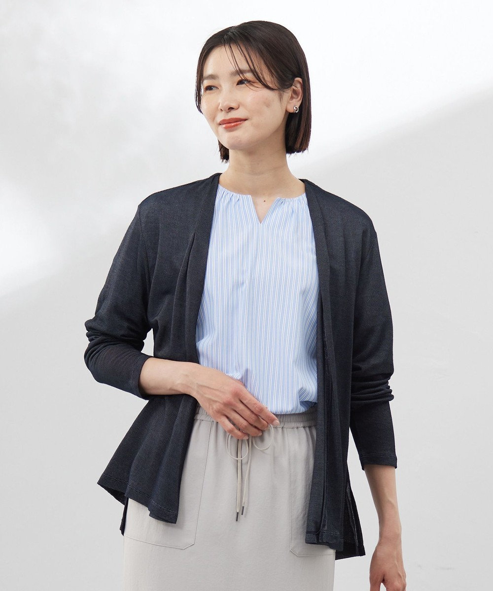 J.PRESS LADIES L 【洗える】ミラノ風天竺シアー カーディガン 