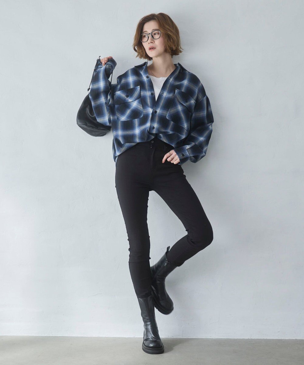 WEGO 【ユニセックス着用ITEM/SMLサイズ展開】オンブレチェックシャツ（LS） 