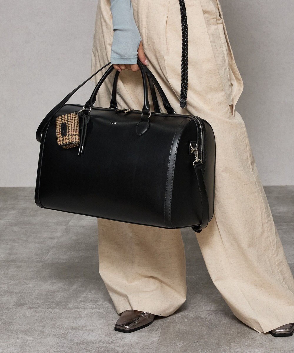 style code 【Ungrid/アングリッド】ケースチャーム付 チェックコンビキャリーオントラベルボストンバッグ 