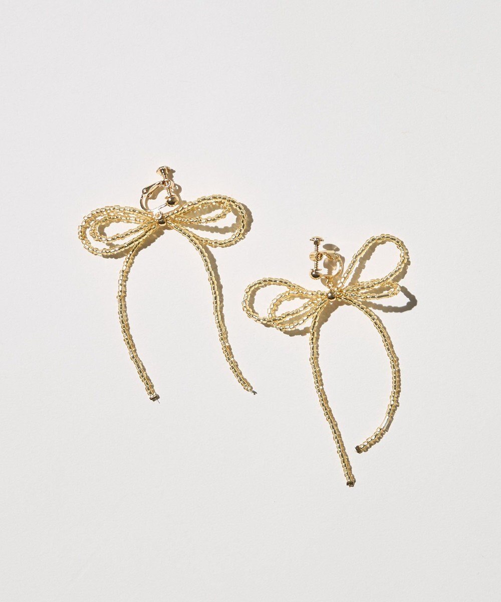 AMERICAN HOLIC ビーズレイーヤードリボンイヤリング 