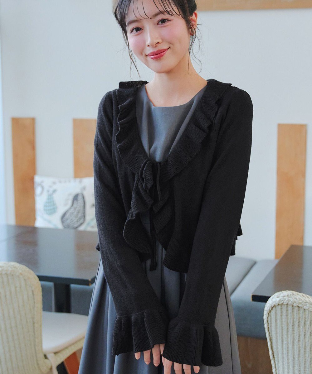 Tiaclasse フリルリボンカーディガン 