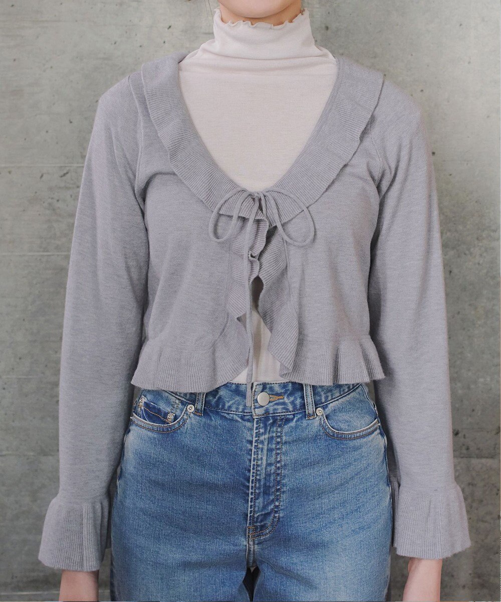 Tiaclasse フリルリボンカーディガン 