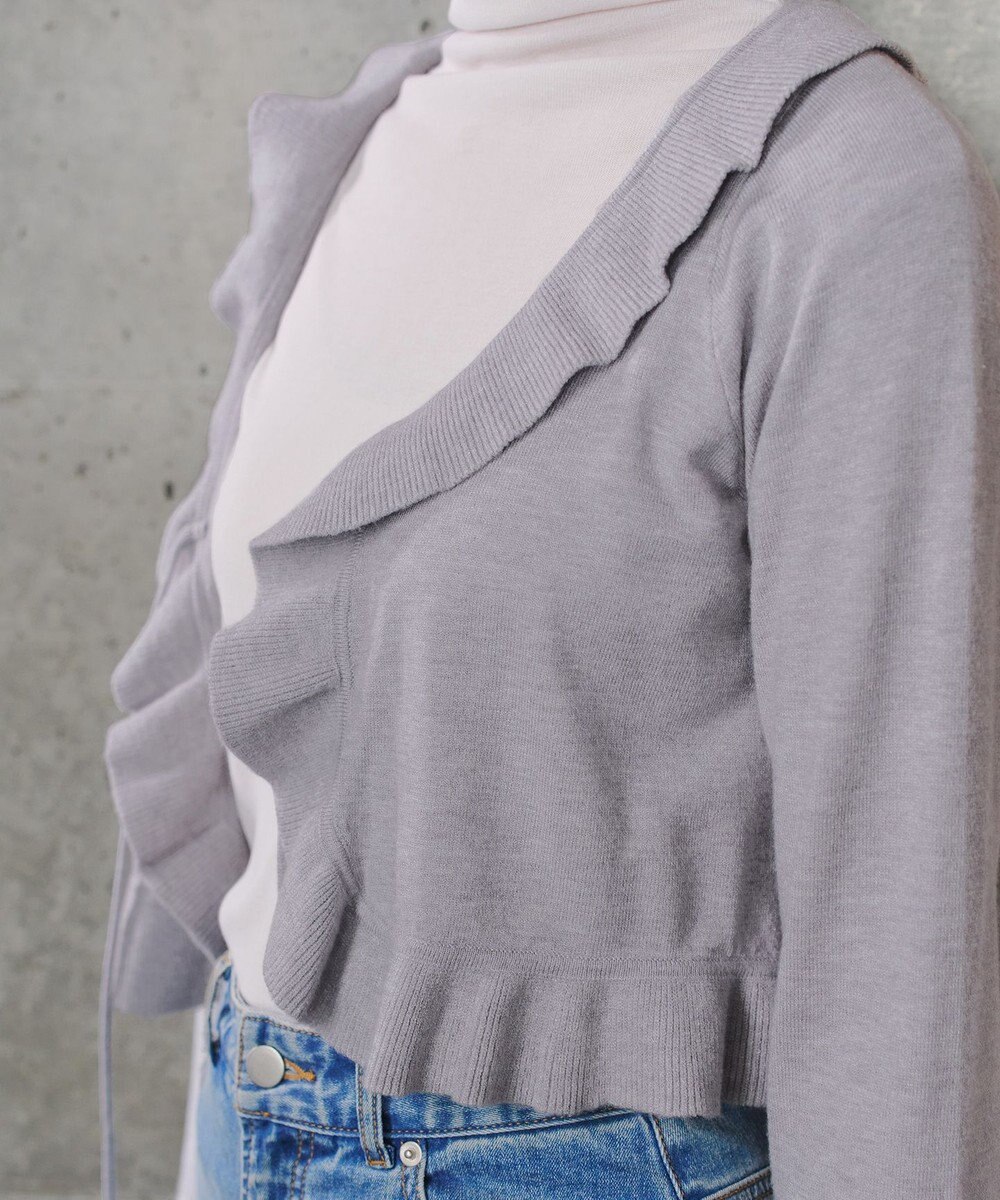 Tiaclasse フリルリボンカーディガン 