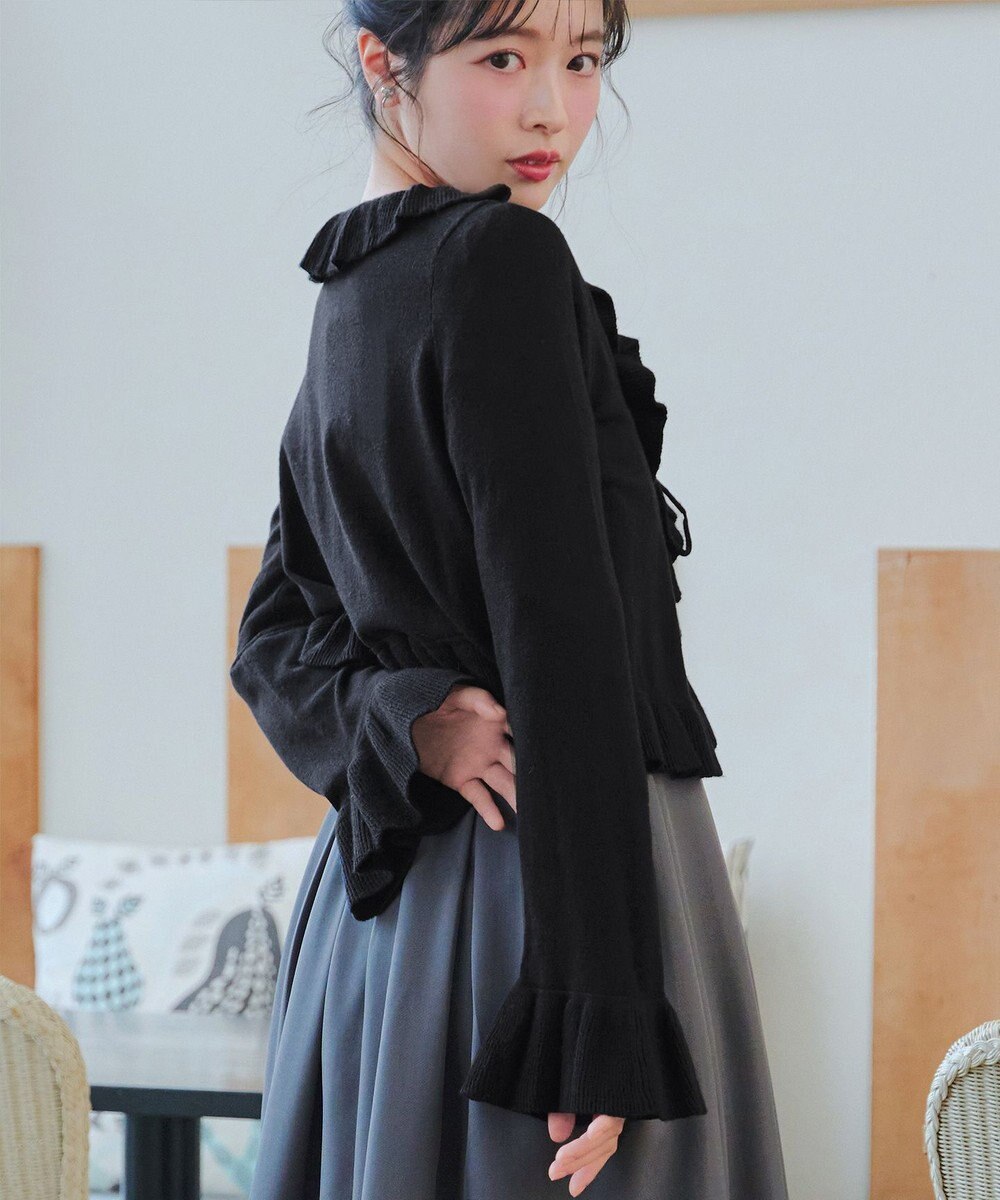 Tiaclasse フリルリボンカーディガン 