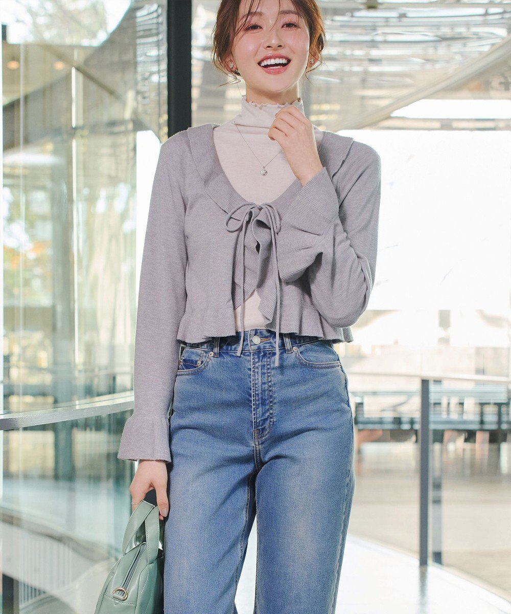 Tiaclasse フリルリボンカーディガン 