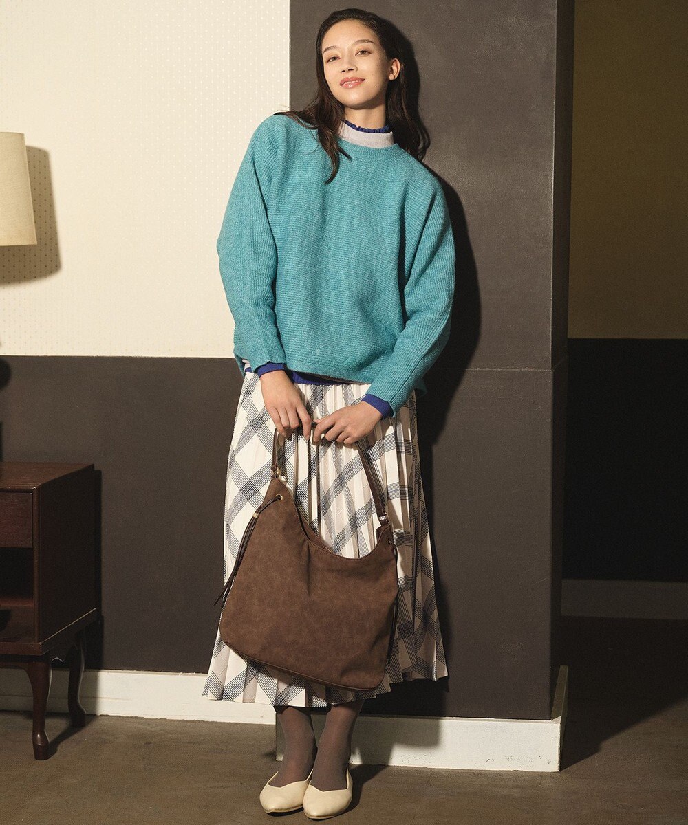 ANY L ウール混リブタートルネックカットソー 