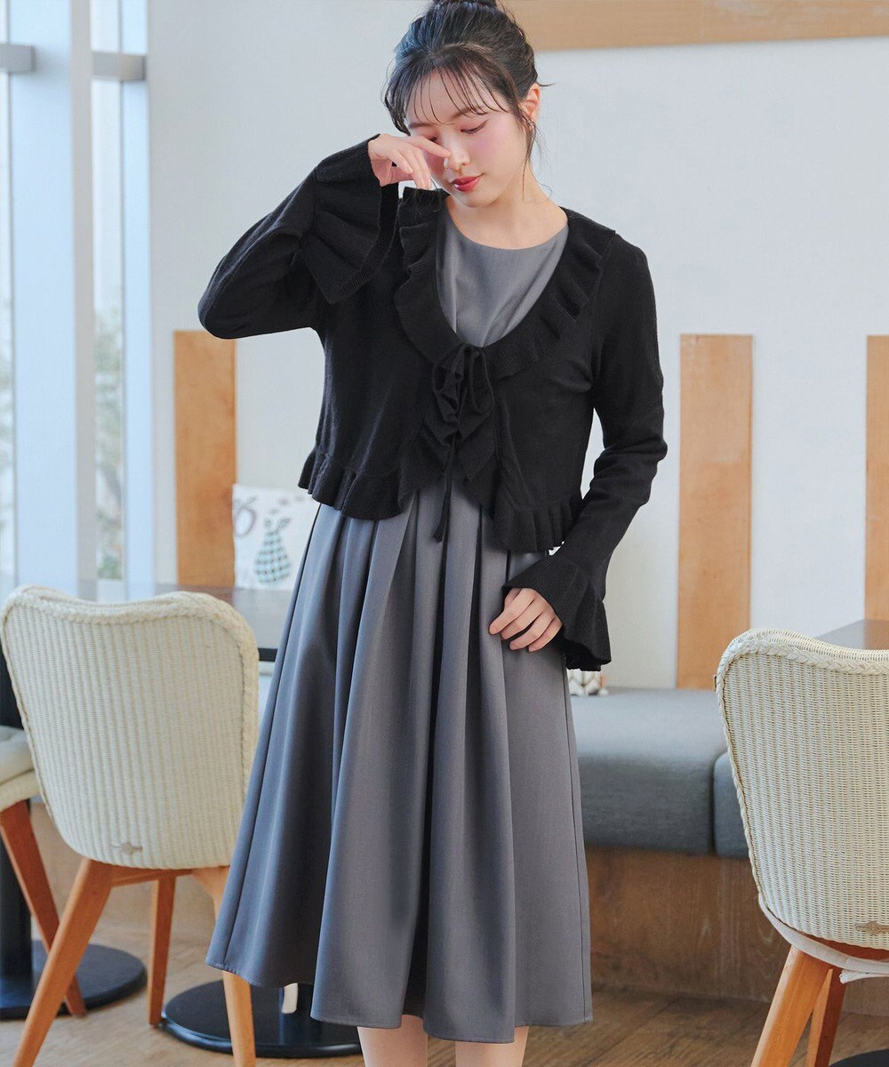 Tiaclasse フリルリボンカーディガン 