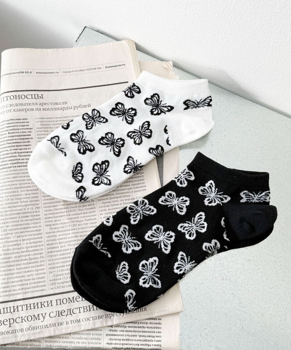 WEGO 総柄バタフライショートソックス 