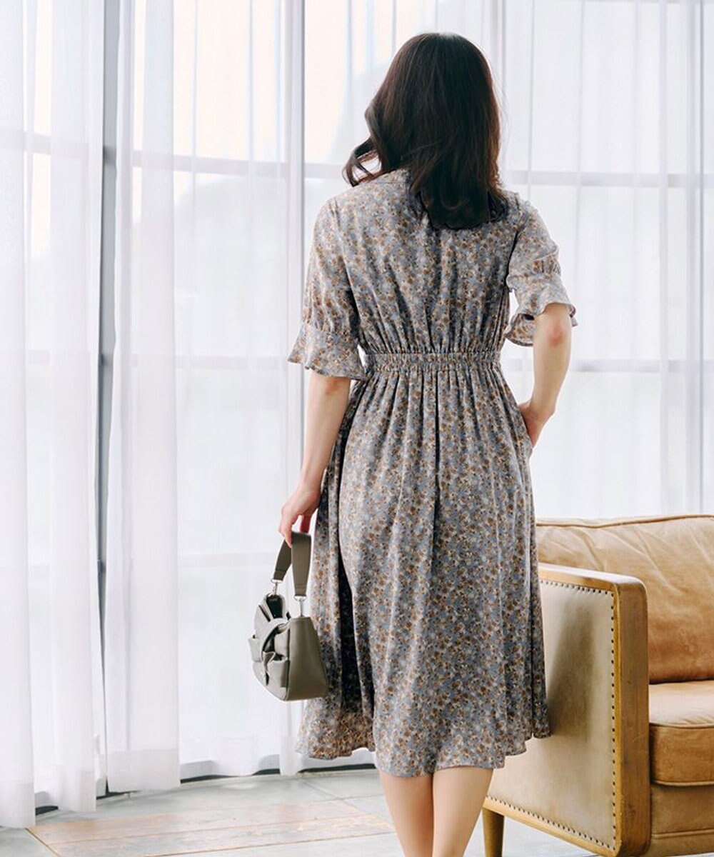 Tiaclasse 【洗える】キャンディースリーブ花柄ワンピース 