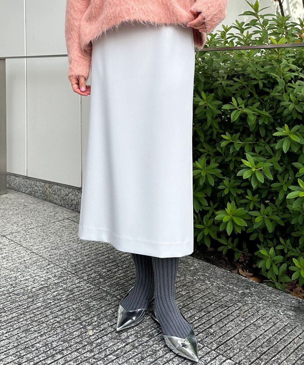 UNFILO 【選べる着丈】ダブルクロス Iラインスカート 