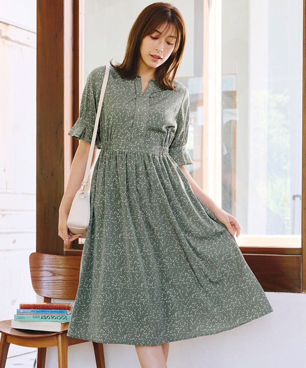 Tiaclasse 【洗える】キャンディースリーブ花柄ワンピース 