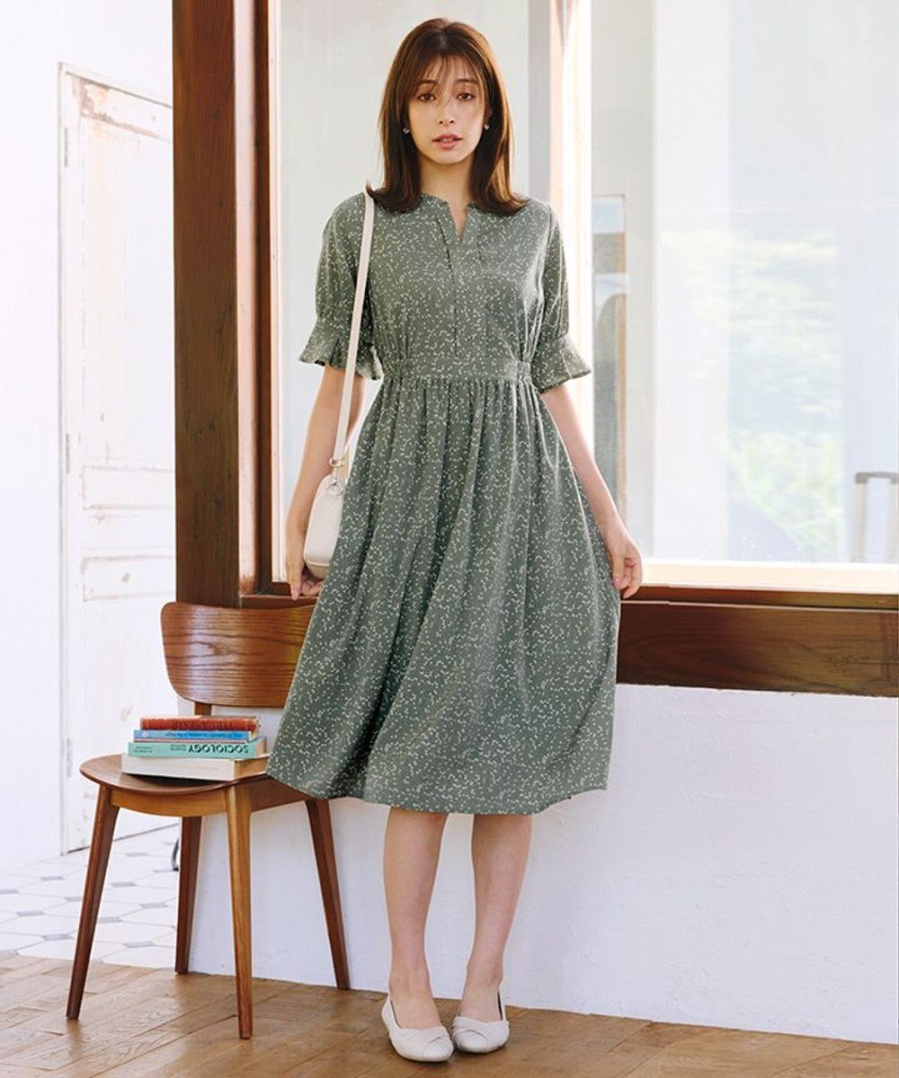 Tiaclasse 【洗える】キャンディースリーブ花柄ワンピース 