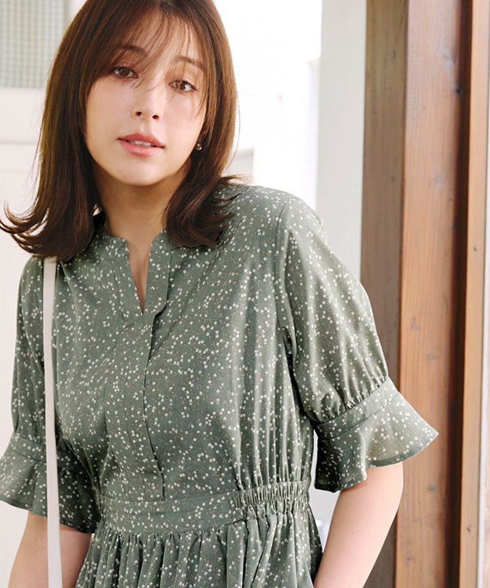 Tiaclasse 【洗える】キャンディースリーブ花柄ワンピース 