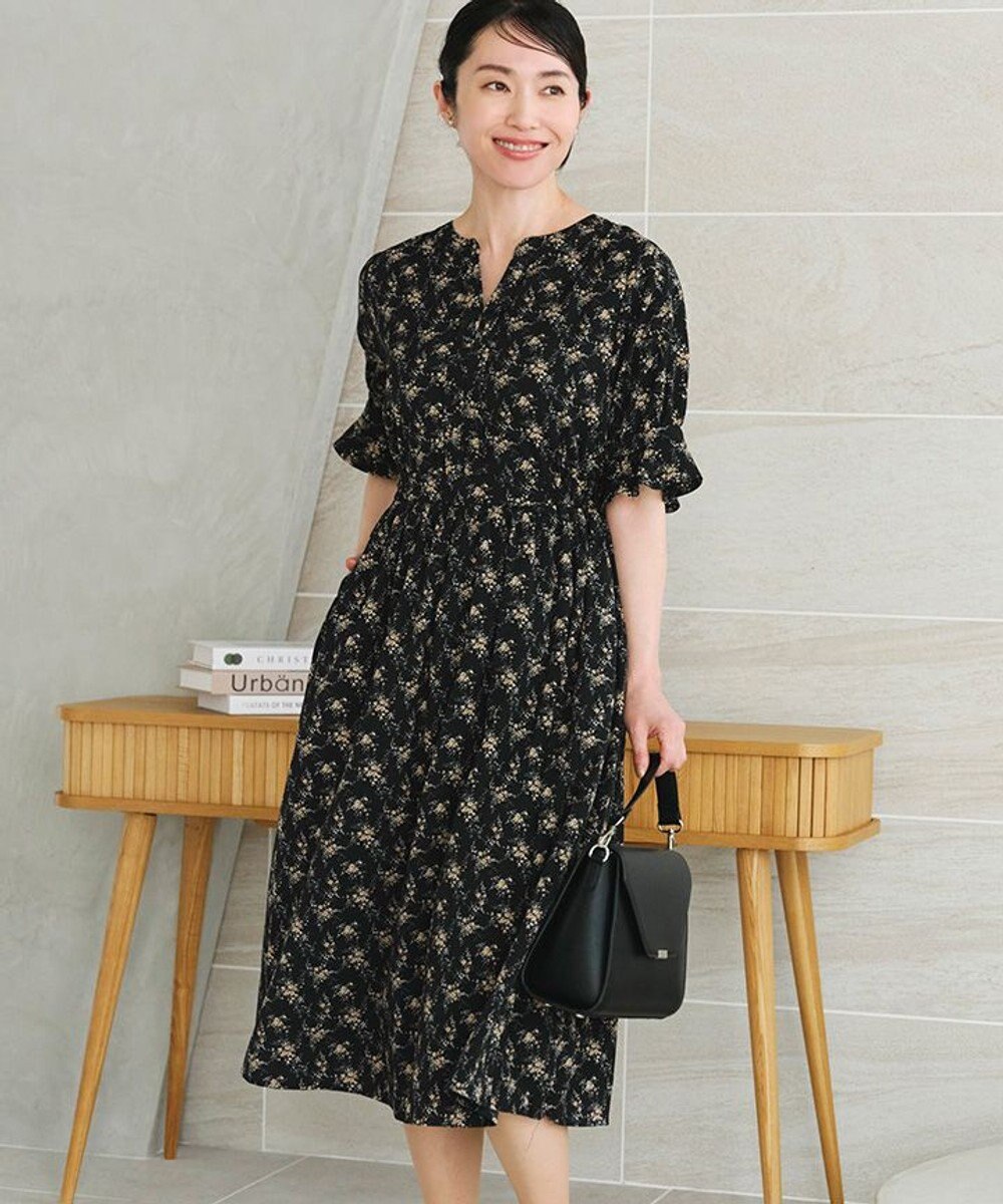 Tiaclasse 【洗える】キャンディースリーブ花柄ワンピース 