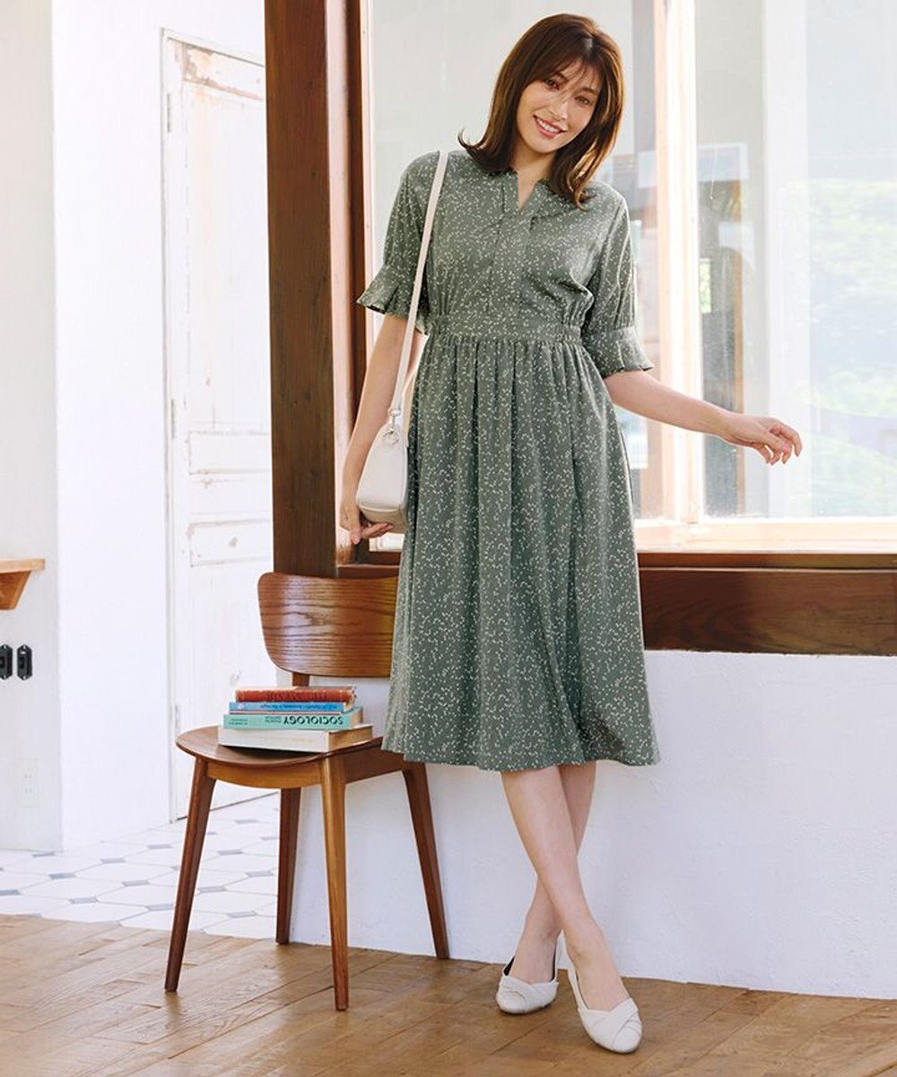 Tiaclasse 【洗える】キャンディースリーブ花柄ワンピース 