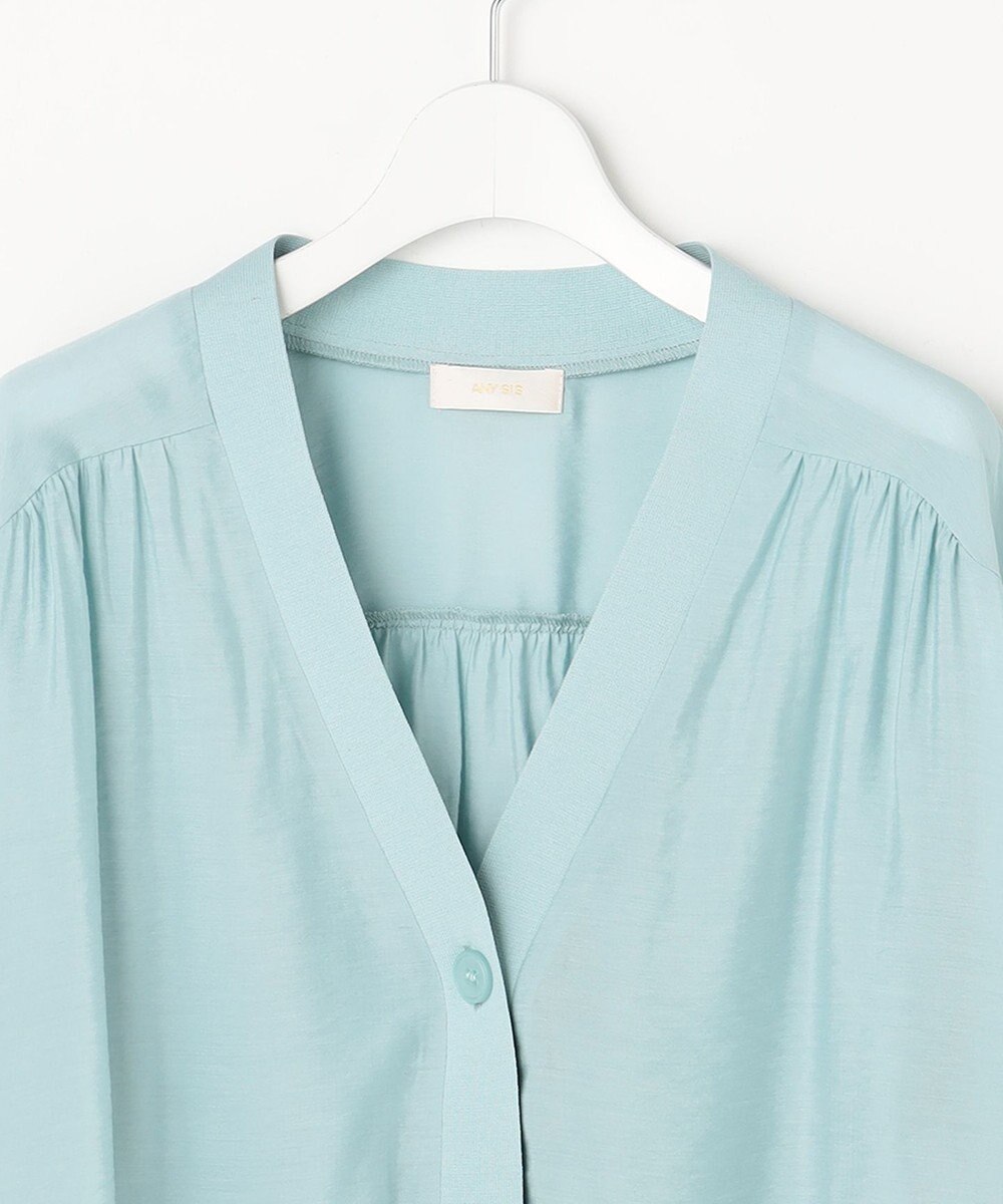 ANY SIS シアーギャザー カーディガン 