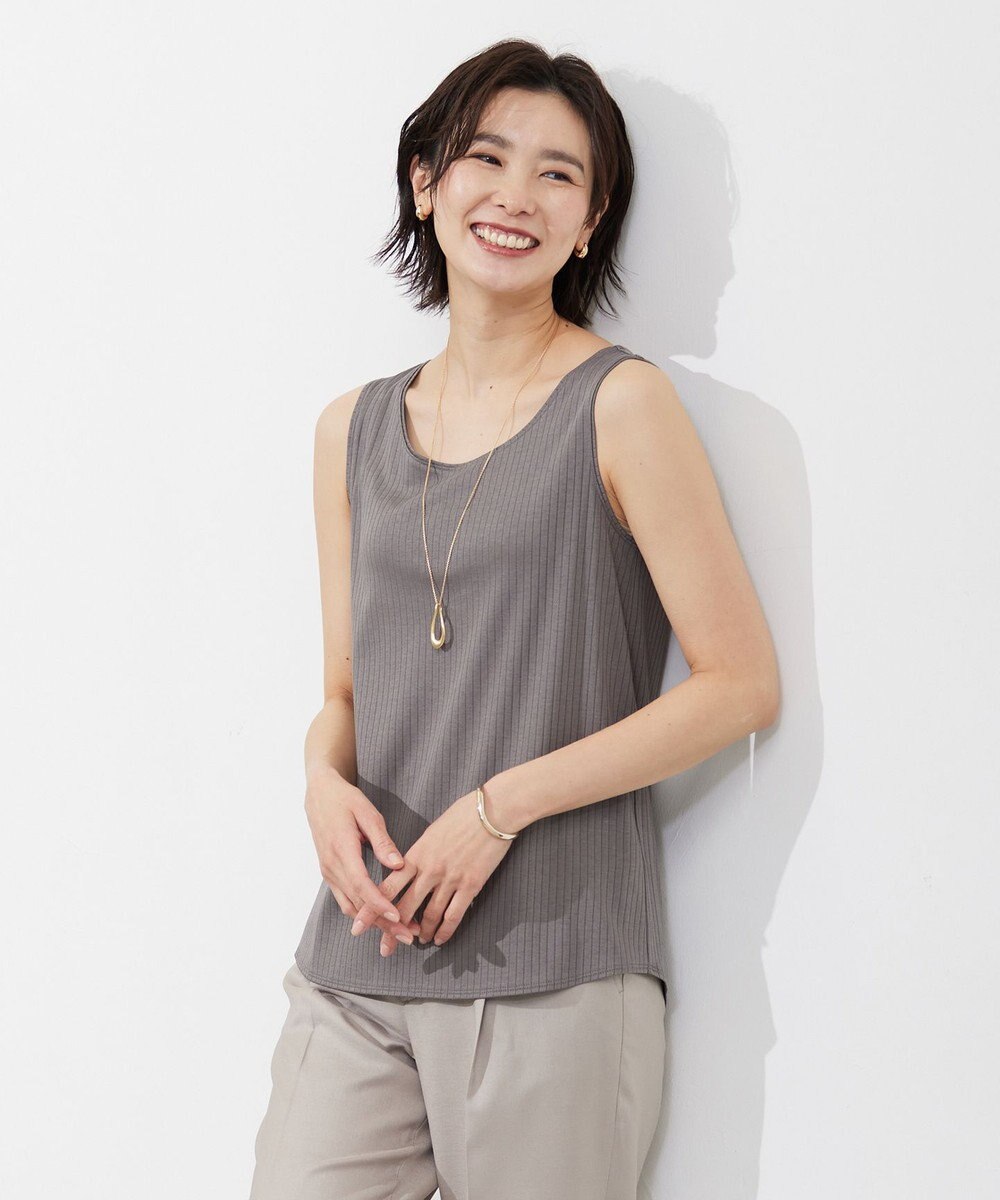 J.PRESS LADIES コットンリブ ノースリーブ カットソー 