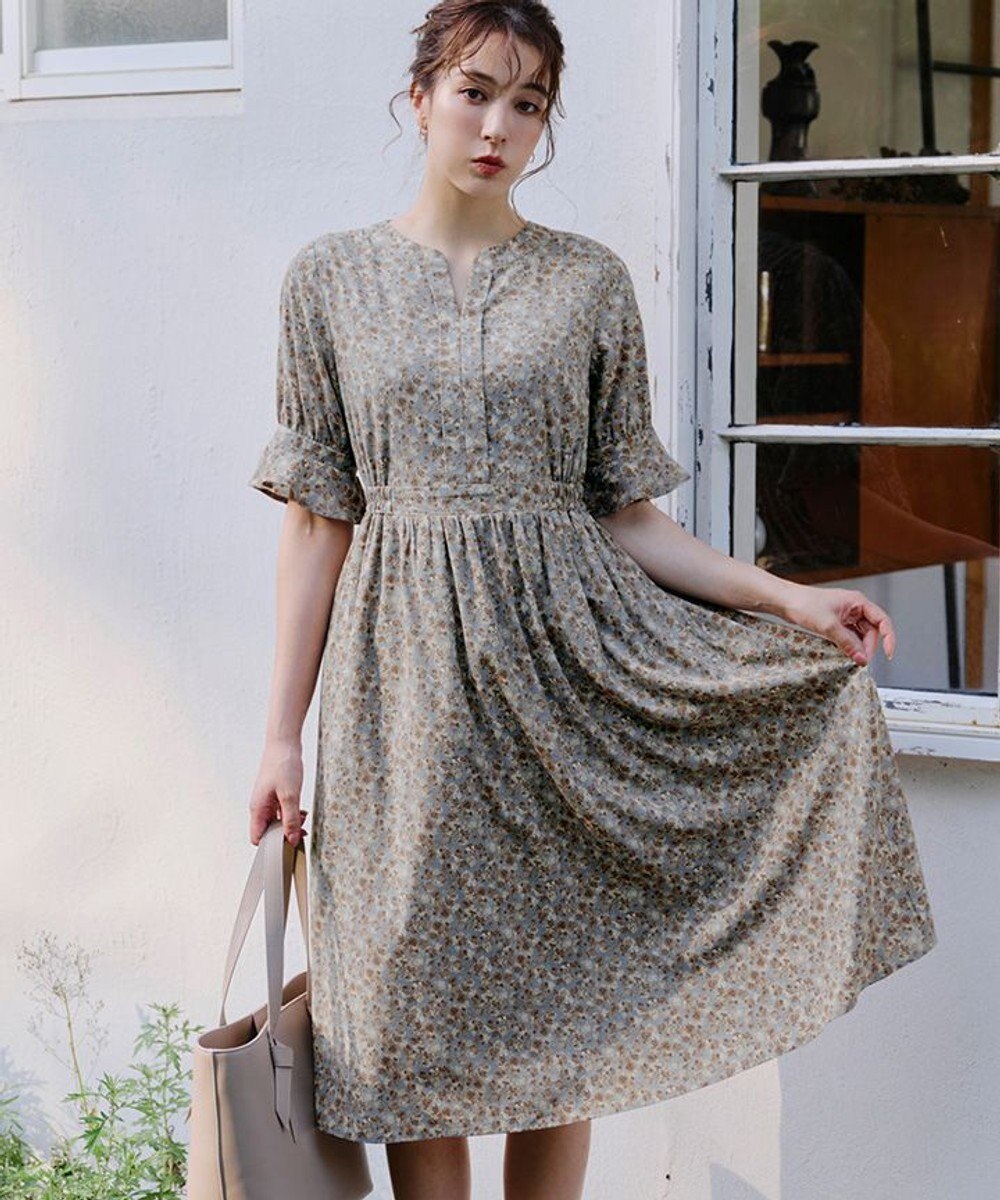 Tiaclasse 【洗える】キャンディースリーブ花柄ワンピース 