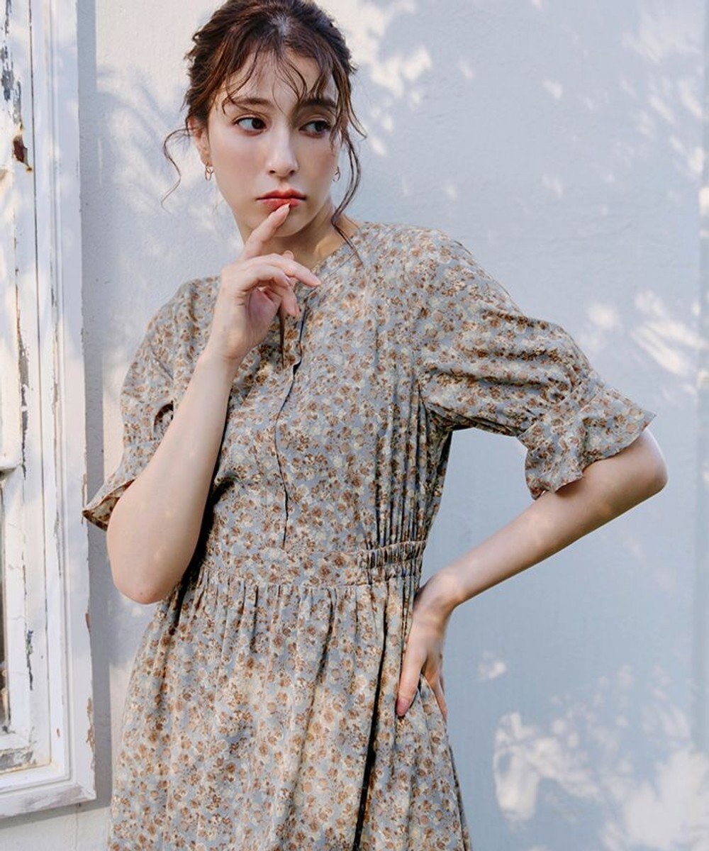 Tiaclasse 【洗える】キャンディースリーブ花柄ワンピース 