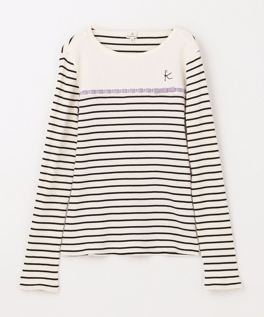 組曲 KIDS 【150-160㎝】レースボーダー トップス 