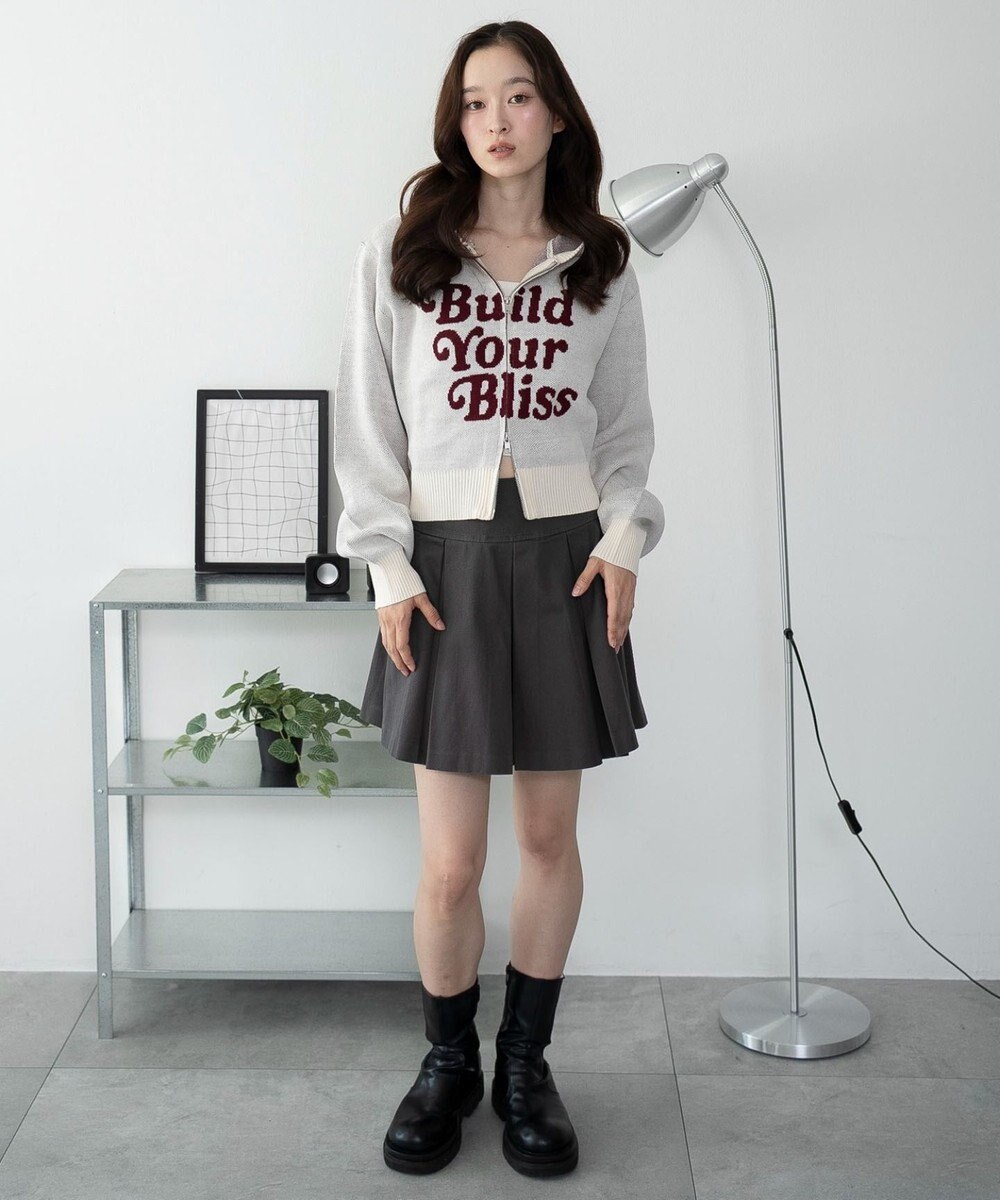 WEGO グラフィックジャガードニットZIPパーカー 