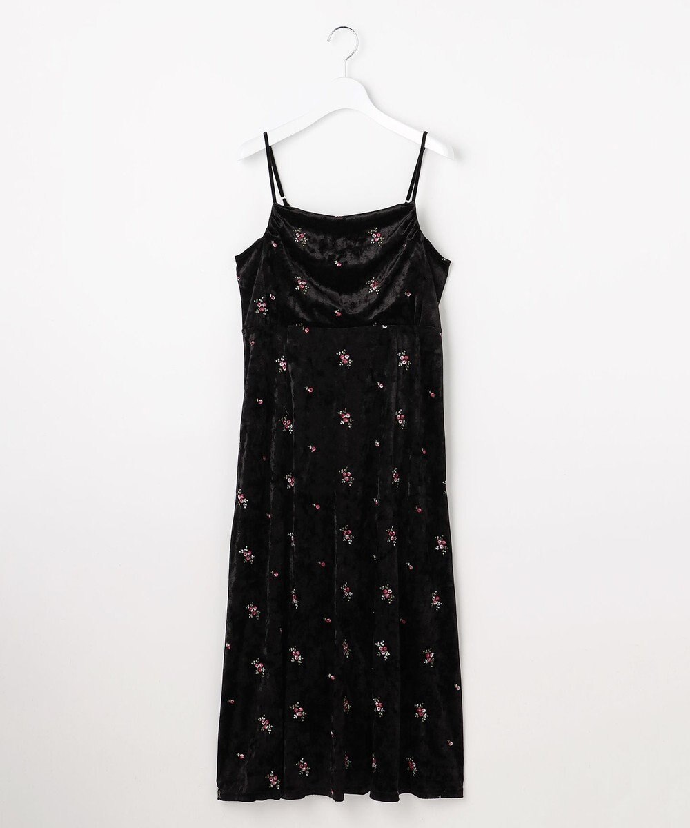 Feroux 刺繍入りベロアキャミソール ワンピース 