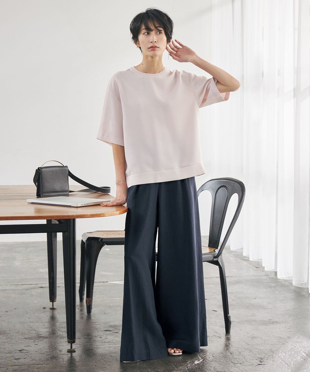 ICB 【新色追加・洗える】 FluidBackSatin Tブラウス 