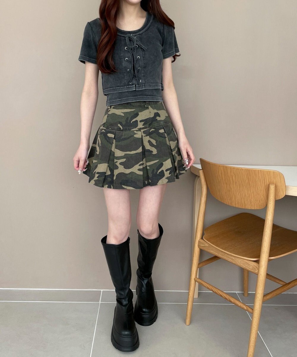 WEGO ヴィンテージライクレースアップT 