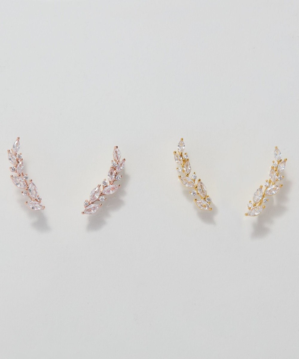 Phoebe リーフグレースビジューピアス&イヤリング　ローズゴールド 